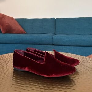 Birdies Velvet Loafers in Rich Burgundy